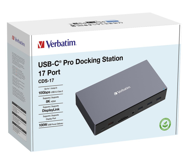 VERBATIM USB-C Pro 3xHDMI 2xDP RJ45 5xUSB 2xUSB-C SD microSD DC audio 32172 - 1236416 - zdjęcie 2